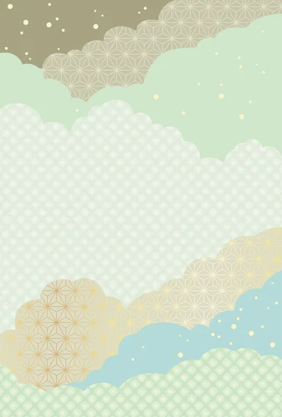 Modèle de carte du Nouvel An japonais avec des motifs traditionnels . — Image vectorielle