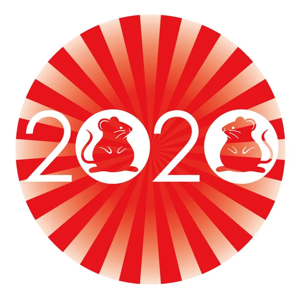2020, the year of the rat zodiac, symbol isolated on a white background. Vector illustration.