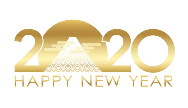 2020 новий рік привітання символ з Mt. Fuji. — стоковий вектор