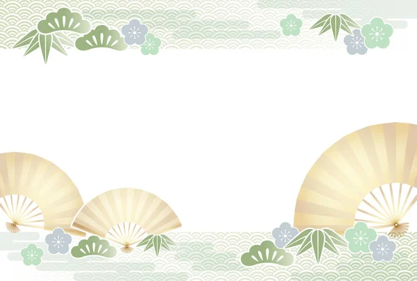 Modèle de carte Nouvel An avec des articles traditionnellement de bon augure au Japon . — Image vectorielle