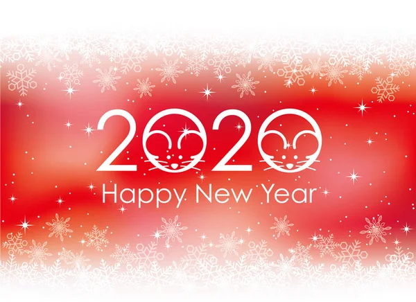 2020 рік - рік Рат - новорічний картковий фон зі сніжинками . — стоковий вектор