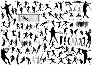 Sports silhouette vector set isolated on a white background. clipart