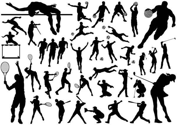 Spor siluet vektör seti beyaz bir arka plan üzerinde izole.
