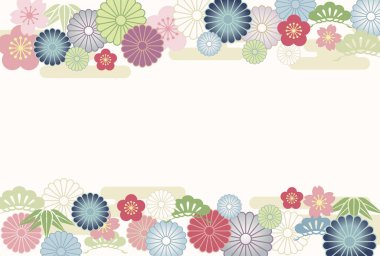 Yeni Yıl Kutlama Kartı Vektör Şablonu Japon Vintage Uğurlu Cazibesiyle süslenmiştir. 