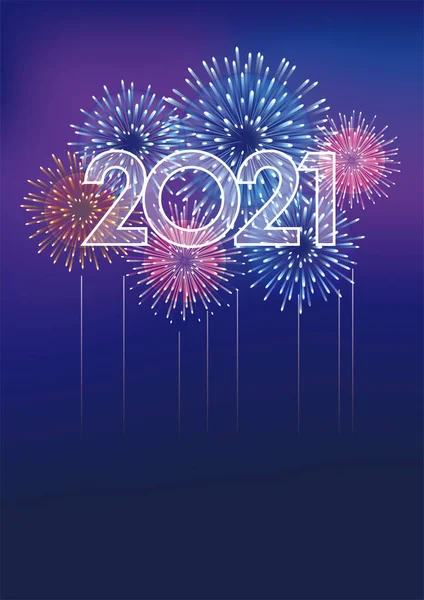 Logotipo Ano 2021 Fogos Artifício Com Espaço Texto Fundo Escuro —  Vetores de Stock