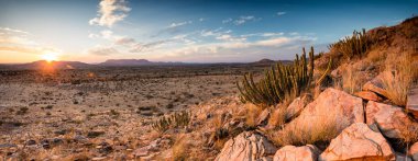 Panoramic landscape photo views over the kalahari region in South Africa clipart