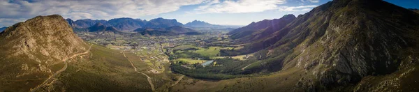 Veduta Aerea Sul Passo Franschhoek Sulla Valle Franschhoek Nel Capo — Foto Stock