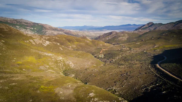 Veduta Aerea Sul Passo Franschhoek Sulla Valle Franschhoek Nel Capo — Foto Stock