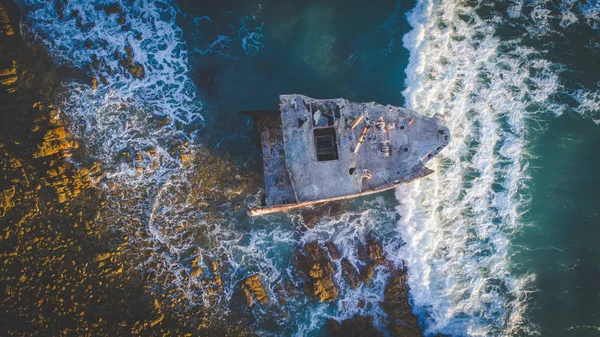 Aerial Image Meisho Maru Shipwreck Close Agulhas Southern Most Tip — Stock Photo, Image