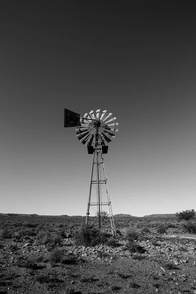 Detail Halladayova Turbína Větrný Windpomp Proti Jasně Modré Obloze Karoo — Stock fotografie