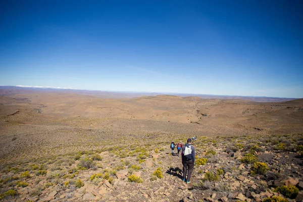 Aerial Image Group Hikers Doing Hiking Train Karoo Region South — Stock Photo, Image
