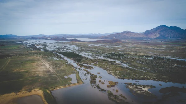 Panoramisch Luchtfoto Beeld Vallei Van Breede Tijdens Een Overstroming Een — Stockfoto