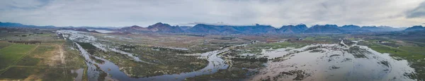 Immagine Aerea Panoramica Sulla Valle Del Breede Durante Alluvione Dopo — Foto Stock