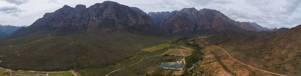 Aerial Panoramic Image Mountains Town Worcester Western Cape South Africa — Stock Photo, Image