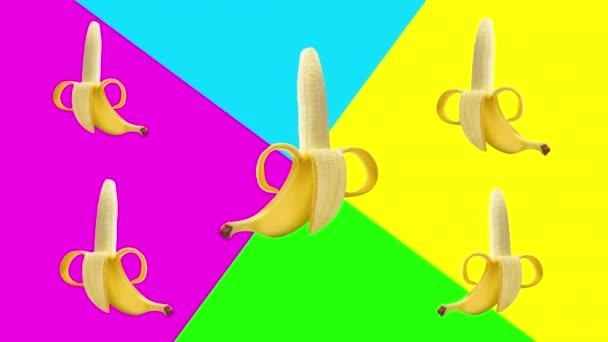 Abstracte Animatie Van Het Buigen Van Banaan Met Magenta Geel — Stockvideo