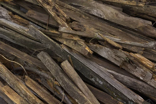 Tablas Madera Viejas Dispersas Abstractas Con Clavos Ramas Fondo Madera — Foto de Stock