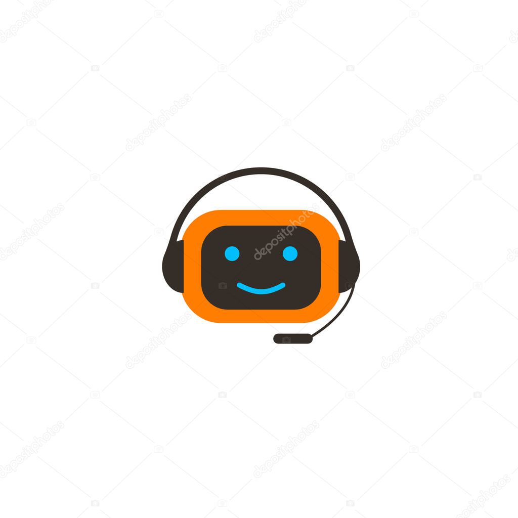 Chat bot vector character icon online support service