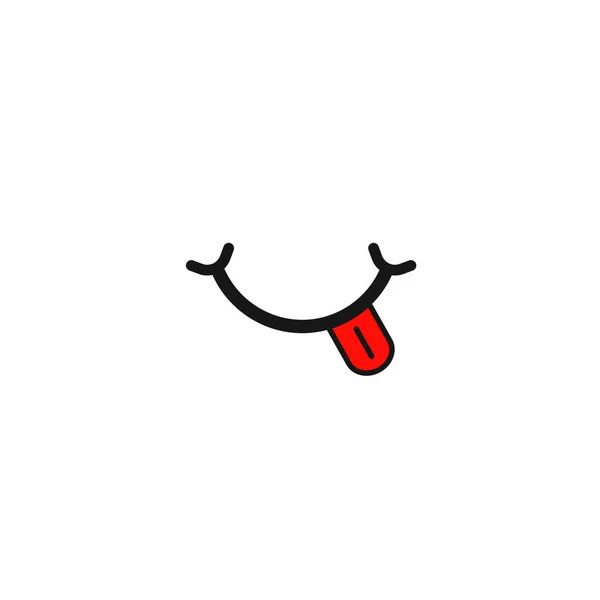 Icono sonriente con lengua roja — Vector de stock