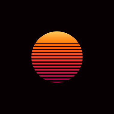 80s retro günbatımı vektör çizim