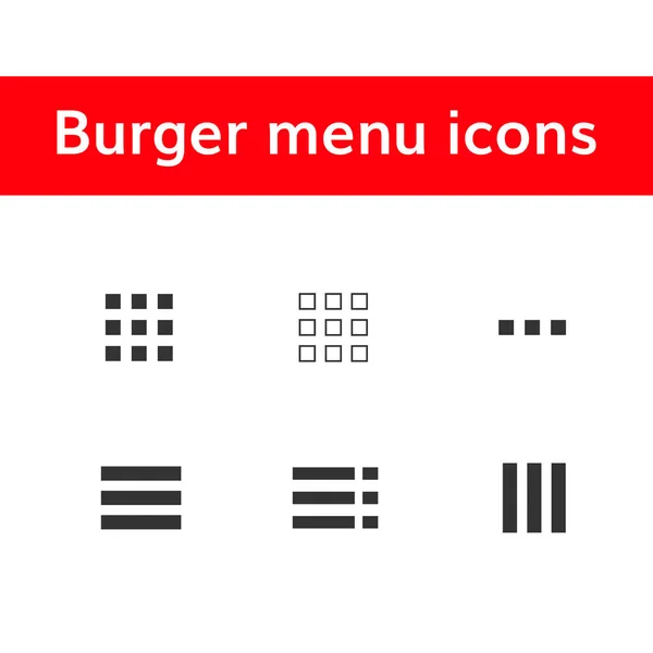 Burger-Menü-Symbole gesetzt — Stockvektor