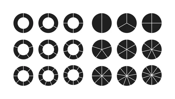 Circle chart section segments set — Stock Vector