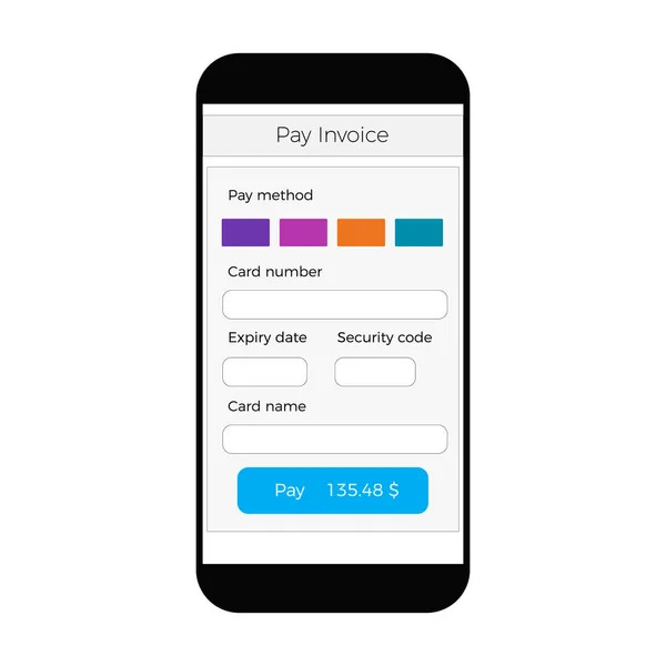모바일 지불 인터페이스 온라인 뱅킹 벡터 형태 — 스톡 벡터