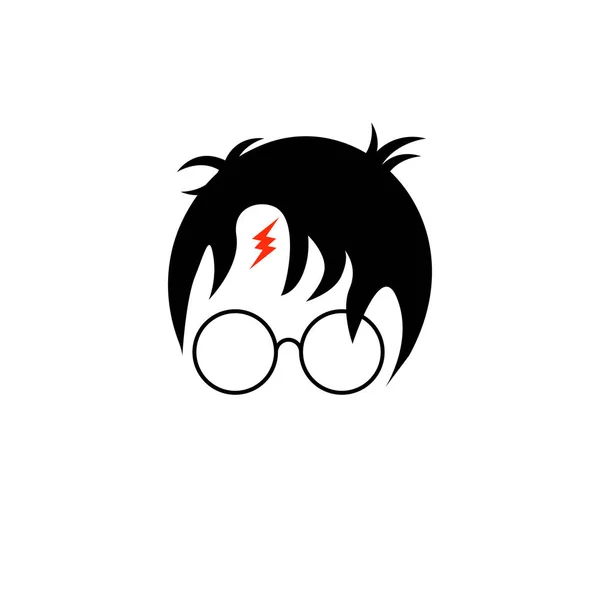 Icono de un niño mago con gafas — Vector de stock