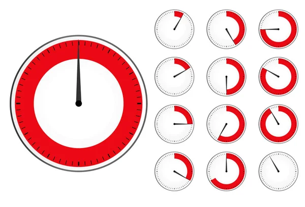 Red timers set — Stock Vector