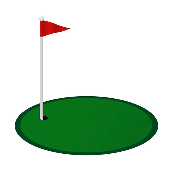 Buraco de golfe com bandeira vermelha — Vetor de Stock