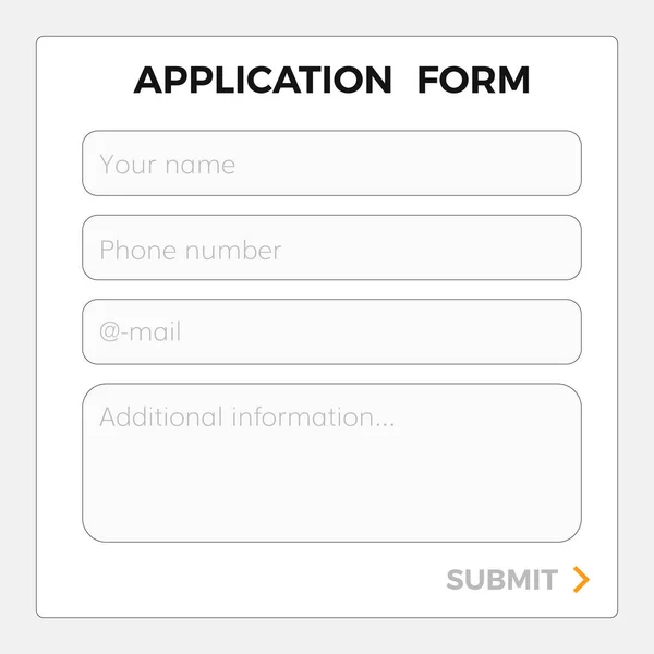 Application form template — Stock Vector