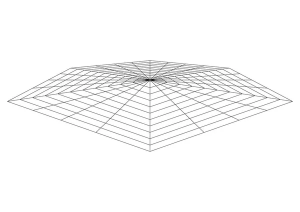 Искаженная шестиугольная сетка. 3D сетка фон — стоковый вектор