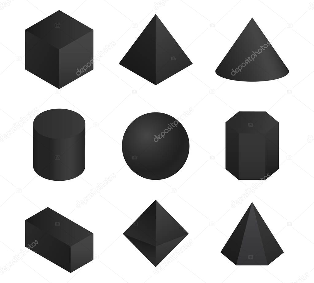 3d geometric shapes set