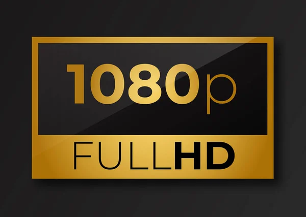 Full hd 1080p símbolo dourado  . — Vetor de Stock