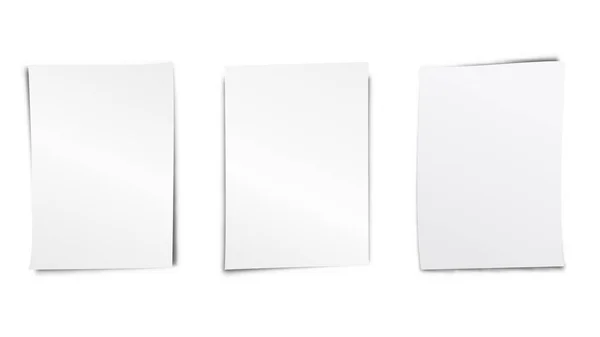 Weiße leere Papierbögen Set. — Stockvektor