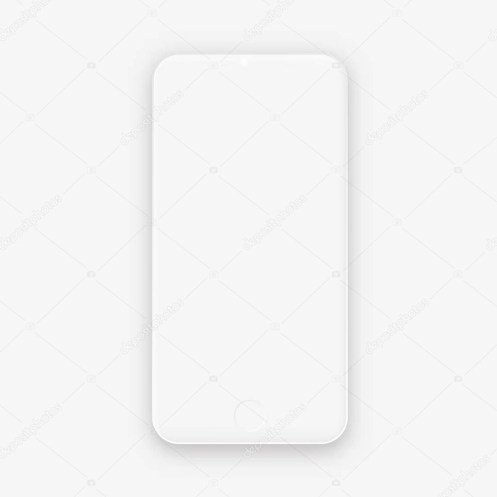 White mobile phone . Clay smartphone mockup. 
