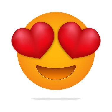 Aşk emojisi. Kalp gözleri yüz . 