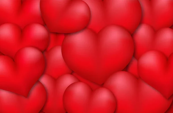 Rote Herzen 3D-Vektor Liebe — Stockvektor