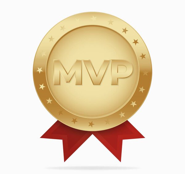 Mvp golden medal award vector.