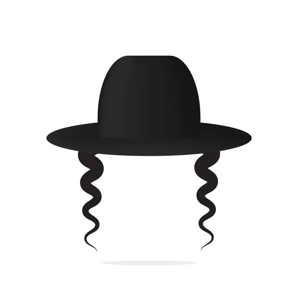 Jewish hat and earlock wig . — Stock Vector