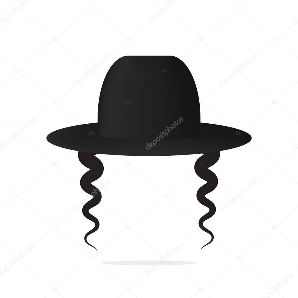 Jewish hat and earlock wig .