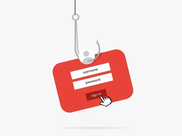 Penipuan phishing data online  . - Stok Vektor
