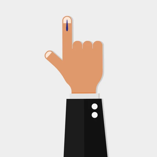 Voter signe en Inde. Main de vote marquée d'un index élections démocratiques nationales. — Image vectorielle
