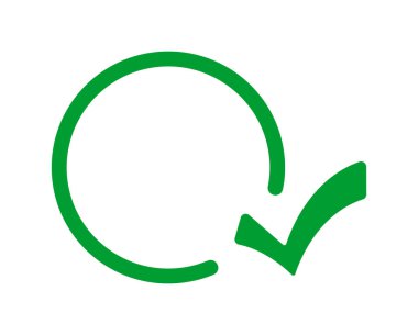 Beyaz arkaplanda işaretli yeşil daire.