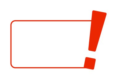 Dikkat çekmek için boş beyaz çerçeveyi vurgulayan kırmızı ünlem işareti.