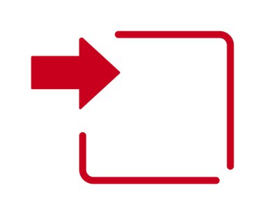 Bir oku kare şeklinde gösteren bir simge, yönü veya giriş alanını simgeler.