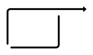 Sağ tarafı gösteren eğri ok çizgisi diyagramı.