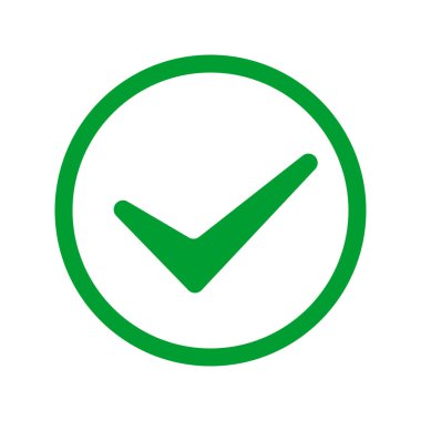 Beyaz arkaplanda daire simgesinde yeşil işaretleme.