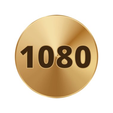 Parlak yüzeyinde 1080 yazılı altın sikke.