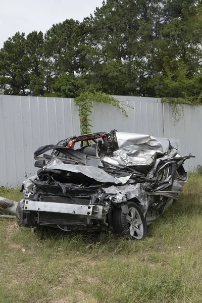 Водій Втратив Контроль Над Автомобілем Високій Швидкості Закінчив Своє Життя — стокове фото