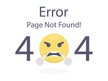 404 hata sayfası kızgın beyaz arka plan vektör izole Emoji bulunamadı
